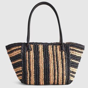 NWT Madewell The Handwoven Straw Mini Tote in Wide Stripe